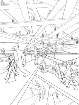 Labyrinth of bridges Stock Illustration