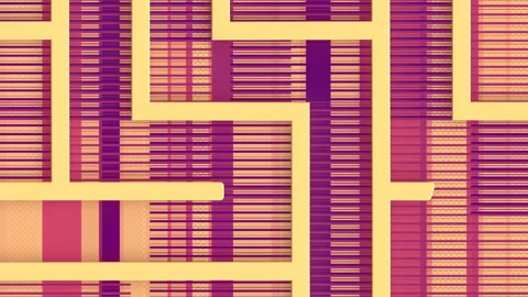 Labyrinth is built over the movement of multicolored lines. 3d rendering HD Stock Footage 129396571