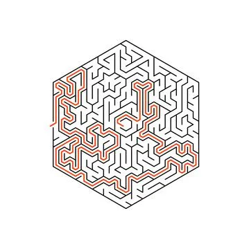 Labyrinth challenge with clue, maze game puzzle Stock Illustration