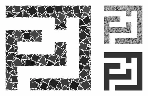 Labyrinth Composition Icon of Inequal Elements Illustrazione stock