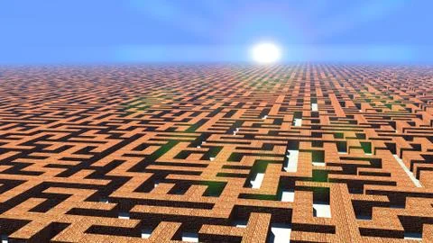 Labyrinth at dawn Stock Illustration