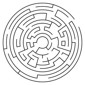 Labyrinth with entry and exit. Line maze game. Medium complexity. Vector  Stock Illustration