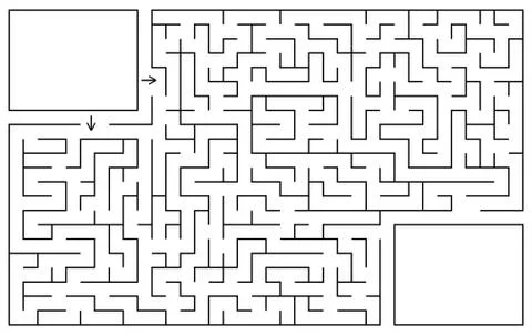 Labyrinth game. Maze conundrum with entry and exit Illustrazione stock