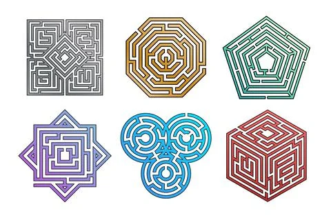 Labyrinth game. Maze riddle for finding right path. Wrong way to exit concept Stock Illustration
