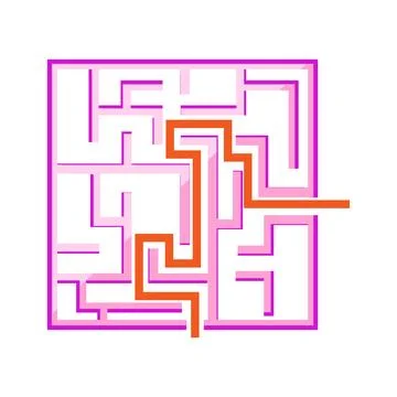 Labyrinth game showing solution path illustration Illustrazione stock