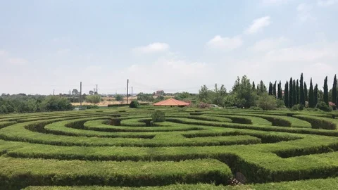 Labyrinth Garden High Angle Shot Stock Footage 110984184