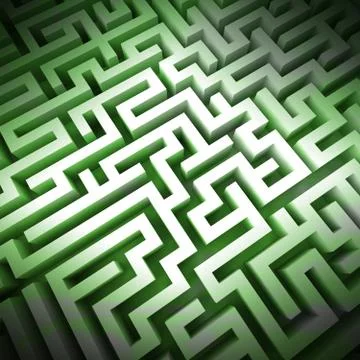 Labyrinth green light structure perspective upper view illustration Stock Illustration