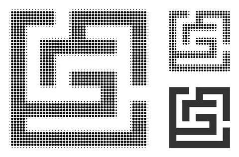 Labyrinth Halftone Dotted Icon Stockillustratie