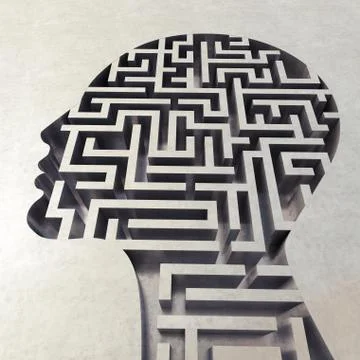 Labyrinth in the head. 3D Rendering Stock Illustration
