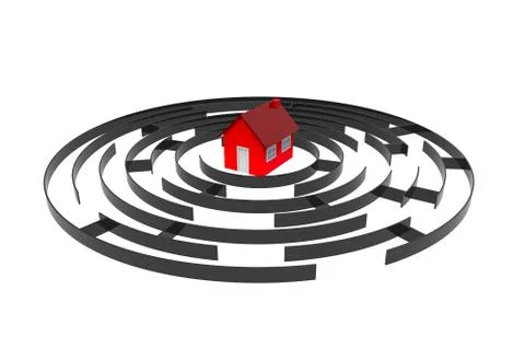 Labyrinth with a house Stock Illustration