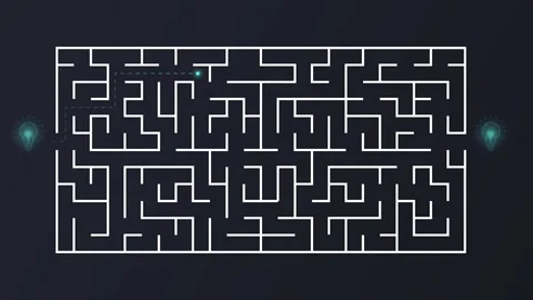 Labyrinth idea concept. Moving banner with maze with light bulbs. Creative path Video stock 277552637