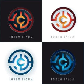 Labyrinth logo design with 3D effect Illustrazione stock