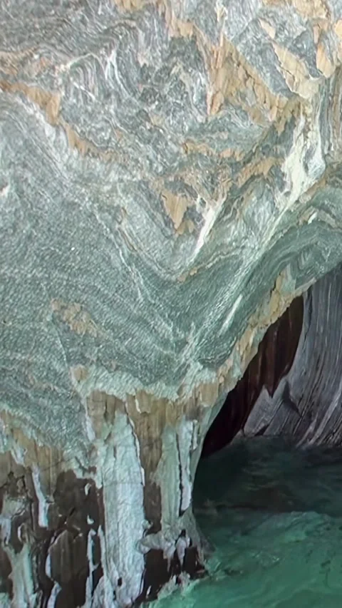 Into the labyrinth of Marble Caves at General Carrera Lake Stock Footage 327297834