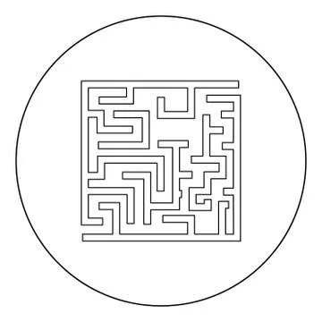Labyrinth maze conundrum black icon in circle vector illustration isolated . 스톡 일러스트