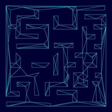 Labyrinth maze conundrum low poly triangulation triangulated polygonal electr Stock Illustration