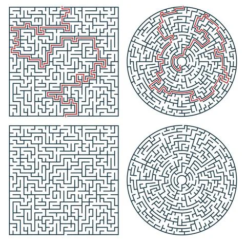 Labyrinth maze, find path and exit search riddle イラスト素材