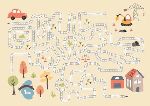 Labyrinth, Maze game for children. Logical puzzle for kids. Quest to find the ri Stock Illustration