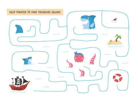 Labyrinth, Maze game for children. Logical puzzle for kids. Quest to find the Stock Illustration