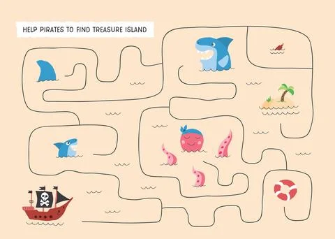 Labyrinth, Maze game for children. Logical puzzle for kids. Quest to find t.. Stock Illustration