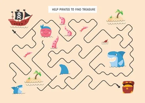 Labyrinth, Maze game for children. Logical puzzle for kids. Quest to find t.. Stock Illustration