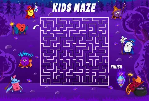 Labyrinth maze help to micronutrient wizards Illustrazione stock