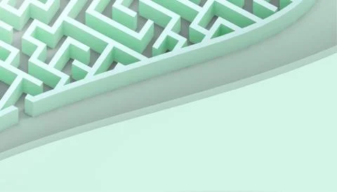 Labyrinth Maze Ideas Creative and puzzle Concept paper art style on Green Stock Illustration