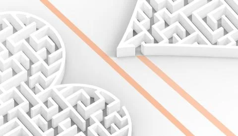 Labyrinth Maze Ideas Creative and puzzle Concept paper art style on isolated Stock Illustration