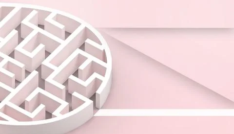 Labyrinth Maze Ideas Creative and puzzle Concept paper art style on red Stock Illustration