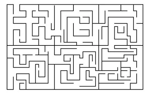 Labyrinth, maze rectangular shape. Education, logic game, puzzle. Vector Stock Illustration