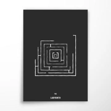 Labyrinth poster abstract geometric design Stock Illustration