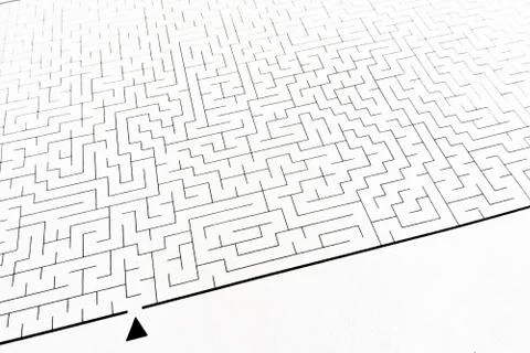 Labyrinth as problem solving (textured with rough paper) Illustrazione stock