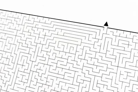Labyrinth as problem solving (textured with rough paper) Illustrazione stock