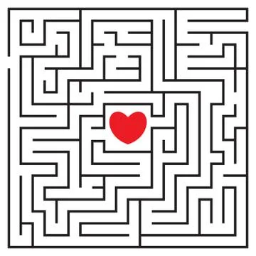 Labyrinth with red heart Stock Illustration