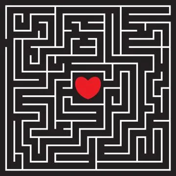 Labyrinth with red heart Stock Illustration