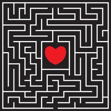 Labyrinth with red heart Stock Illustration