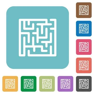 Labyrinth rounded square flat icons Stock Illustration