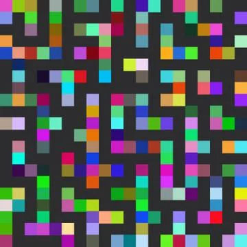 Labyrinth seamless pattern. Black lines multicolored squares. Vector Illustrazione stock