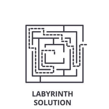 Labyrinth solution line icon concept. Labyrinth solution vector linear 스톡 일러스트