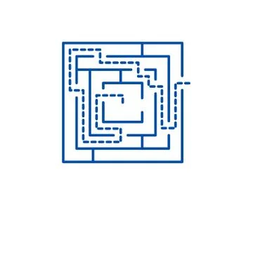 Labyrinth solution line icon concept. Labyrinth solution flat vector symbol Stock Illustration