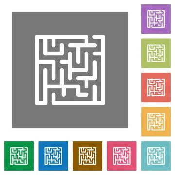 Labyrinth square flat icons Illustrazione stock