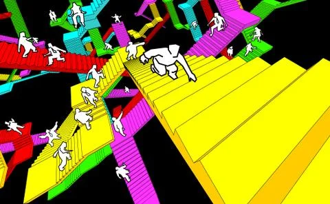 Labyrinth of stairs Stock Illustration