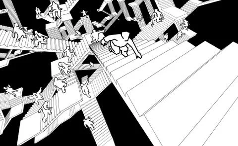 Labyrinth of stairs Stock Illustration