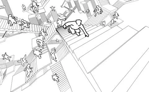 Labyrinth of stairs Stock Illustration