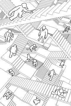 Labyrinth of stairs Stock Illustration