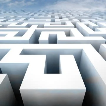 Labyrinth structure in perspective blue sky view illustration Stock Illustration