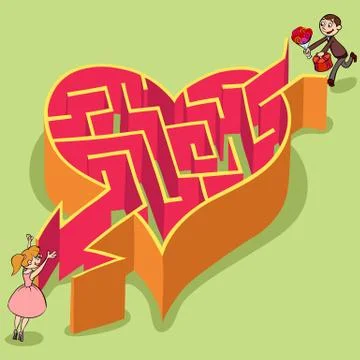 Labyrinth of valentine's day Stock Illustration