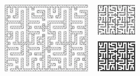 Labyrinth Vector Mesh Wire Frame Model and Triangle Mosaic Icon Illustrazione stock