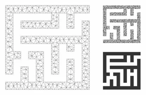 Labyrinth Vector Mesh Wire Frame Model and Triangle Mosaic Icon Stockillustratie
