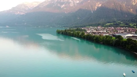 Lac Blanc or white lake aerial view. A popular destination for hikers Stock Footage 164391668