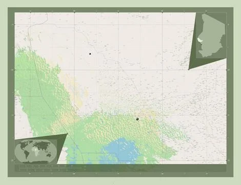 Lac, Chad. Open Street Map. Locations of major cities of the region Stock Illustration